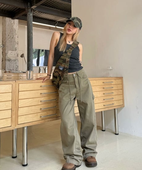 Wide Straight Work Cargo Pants  / 2colors