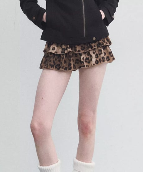 Leopard Print Tiered Ruffle Shorts
