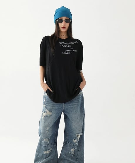 Sheer Layered Mesh Print T-Shirt / 2colors