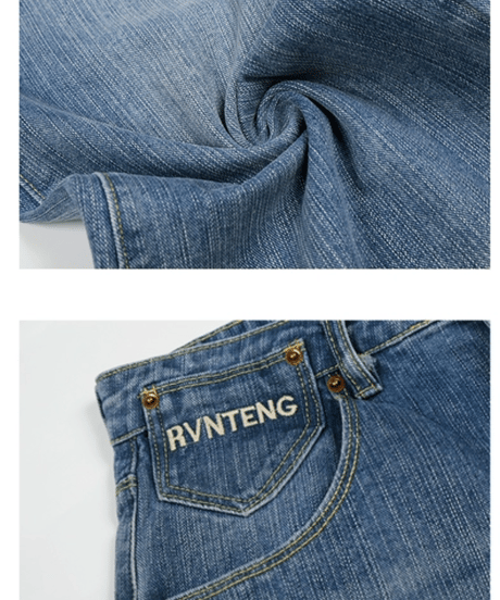 Back Belt Detail Wide Denim Pants