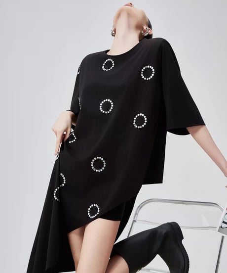 Asymmetry Dot Motif T-Shirt Dress