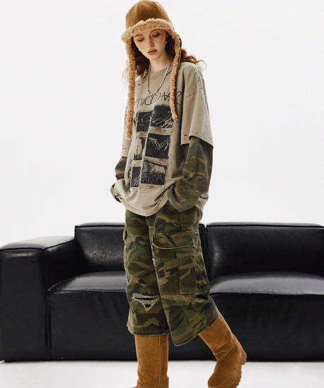 Vintage Graphic Oversized Layered T-Shirt