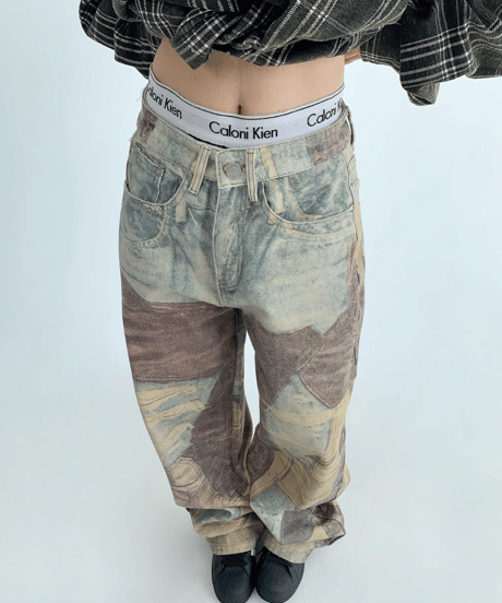 Vintage Patchwork Denim Pants