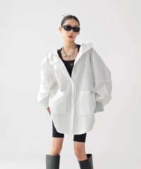 Stripe Oversized Hooded Shirt  / 2colors
