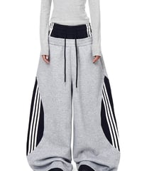 Layered Wide Sweat Track Pants / 2colors