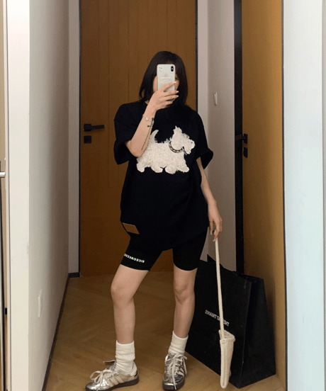 Dog Sagara Embroidery Oversized T-Shirt  / 3colors