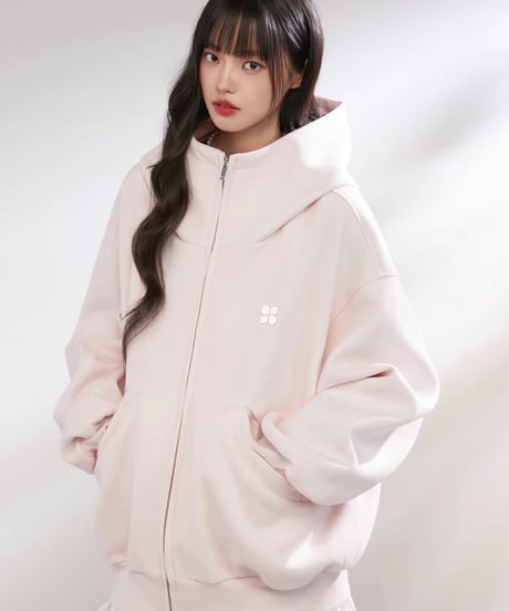 Oversized High Neck Zip Hoodie / 5colors
