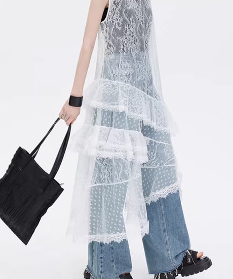 Asymmetric Lace Patchwork Layered Dress
