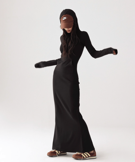 Hoodie Slim-Fit Long Dress  / 2colors