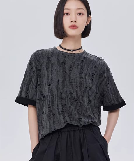 Irregular Damage Loose S/S T-Shirt