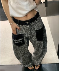 Leopard Pattern Wide Denim Pants / 2colors