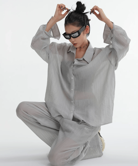 Tencel Sunscreen Long Sleeve Shirt & Pants Setup  / 2colors