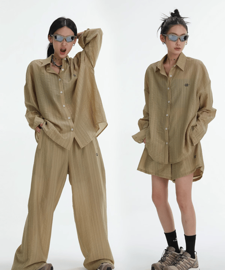 Tencel Sunscreen Long Sleeve Shirt & Pants Setup  / 2colors