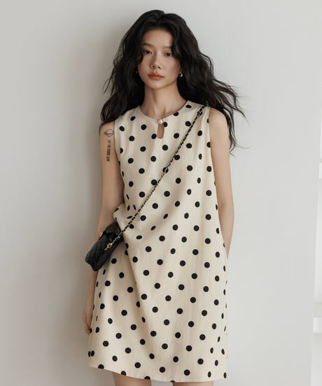 Retro Polka Dot Sleeveless Dress