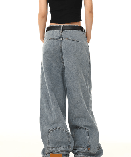 Vintage Washed Wide-Leg Denim Pants  / 2colors