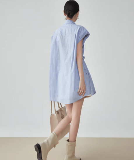 Multi-Tie Striped Cap-Sleeve Shirt