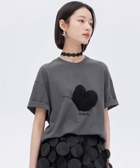Butterfly Motif Embroidery Oversized T-shirt