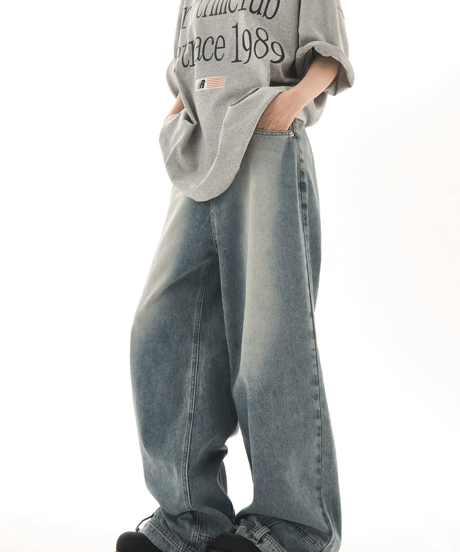 Vintage Washed Wide-Leg Denim Pants  / 2colors