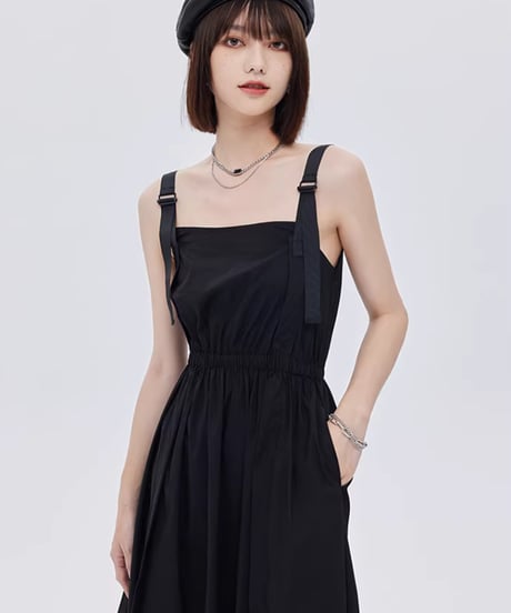 High-Waist Suspender Dress