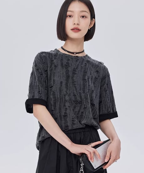 Irregular Damage Loose S/S T-Shirt