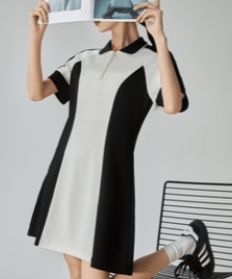 Monochrome Line Polo Dress