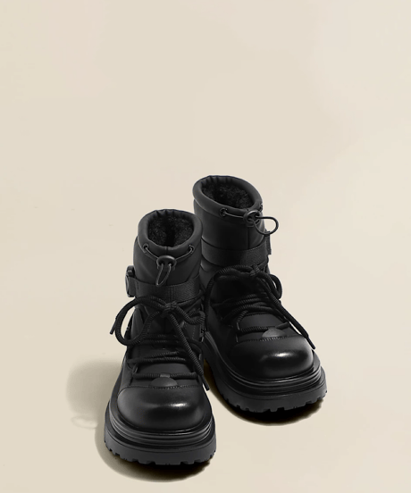 Platform Belted Lace-up Boots / 3colors