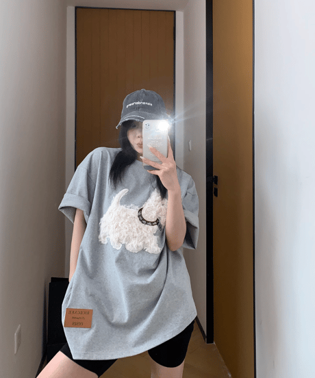 Dog Sagara Embroidery Oversized T-Shirt  / 3colors