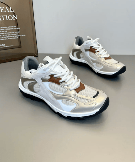 Contrast Mesh Lace-up Sneakers / 3colors