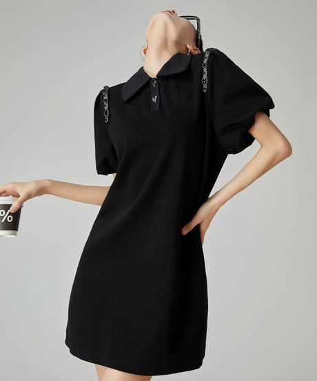 Heart Button Polo Mini Dress