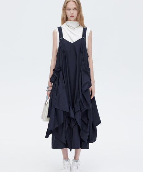 Asymmetric Drape Salopette Dress