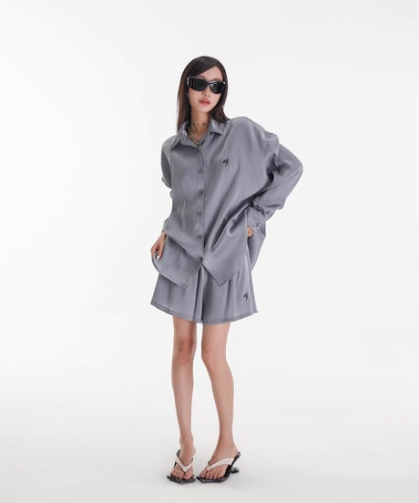 Loose Satin Texture Shirt & Pants Setup  / 2colors