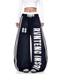 Double-waist Layered Lettering Sweat Pants / 2colors