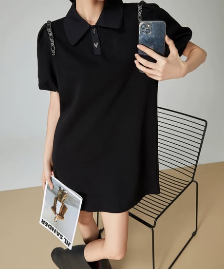 Heart Button Polo Mini Dress