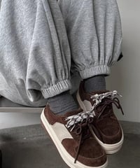 Platform Suede Lace-Up Sneakers / 2colors