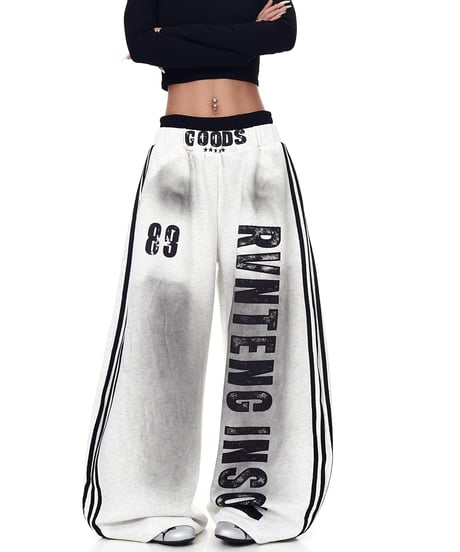Double-waist Layered Lettering Sweat Pants / 2colors