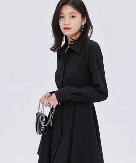 Fitted Long-Sleeve Shirt Mini Dress
