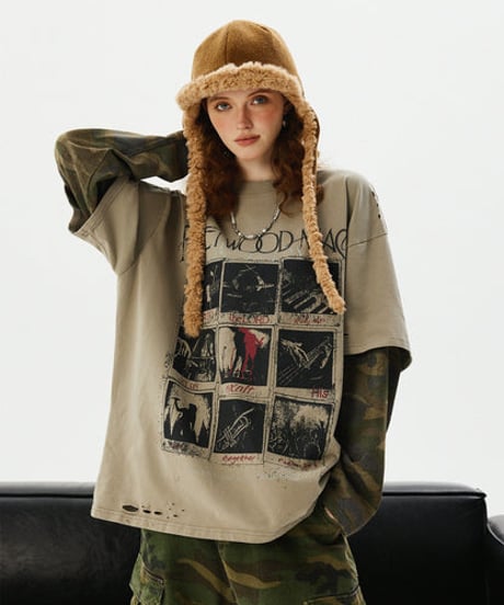 Vintage Graphic Oversized Layered T-Shirt