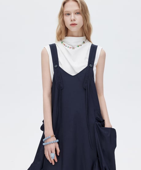 Asymmetric Drape Salopette Dress