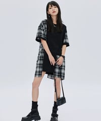 Irregular Patchwork Checkered Dress