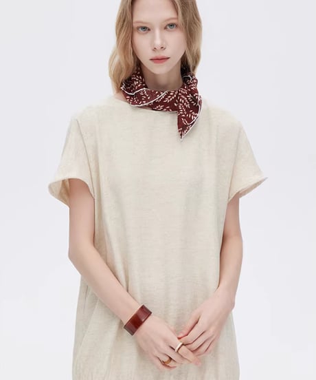 Lyocell Cotton Linen Relaxed Gathered Long Dress