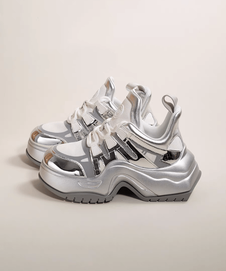 Metallic Platform Chunky Sneakers / 2colors