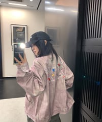 Vintage Wash Back Logo Pink Denim Jacket