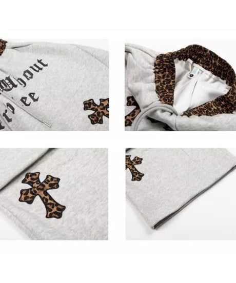 Leopard Waist Wide Sweat Pants