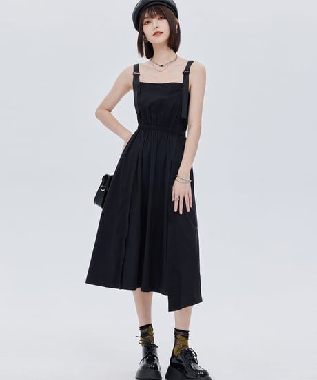 High-Waist Suspender Dress