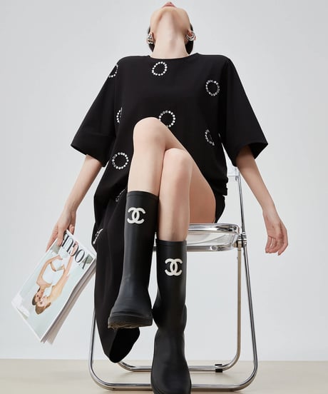 Asymmetry Dot Motif T-Shirt Dress