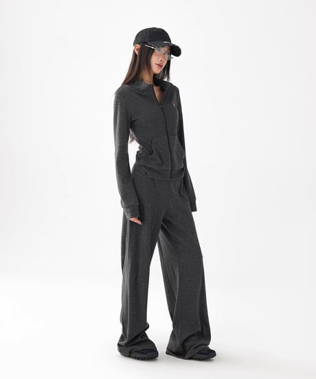 Stripe Zip-Up Jacket & Wide Pants