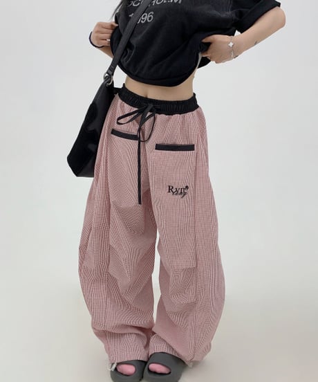 Relaxed Check Wide Easy Pants / 2colors