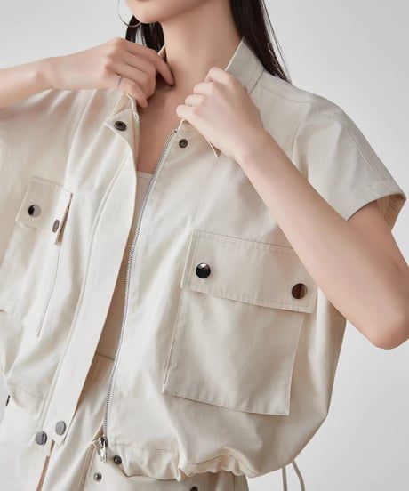 Utility Pocket Drop Shoulder Vest & Mini Skirt Set