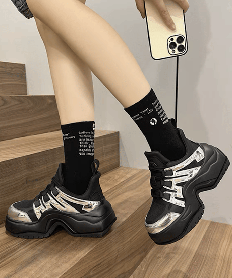 Metallic Platform Chunky Sneakers / 2colors