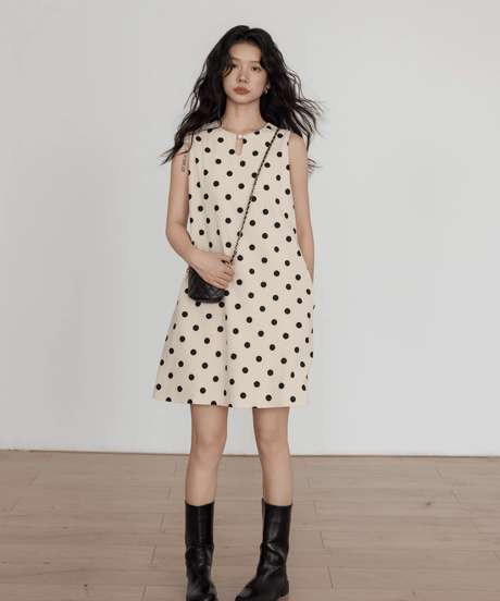 Retro Polka Dot Sleeveless Dress